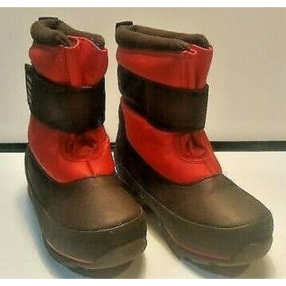 Lands End Youth 11m Waterproof Insulated Boot Black and Red Adhesive Strap